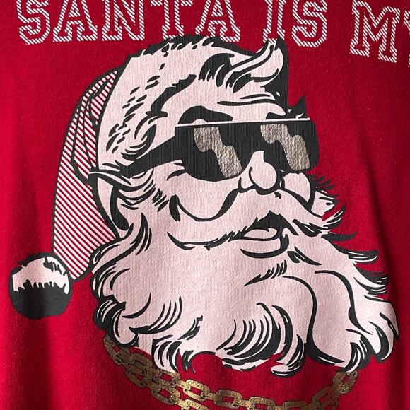 Cozy Zoe SANTA IS MY HO HO HOMIE Ugly Christmas Sweatshirt Size Small - Picture 2 of 5